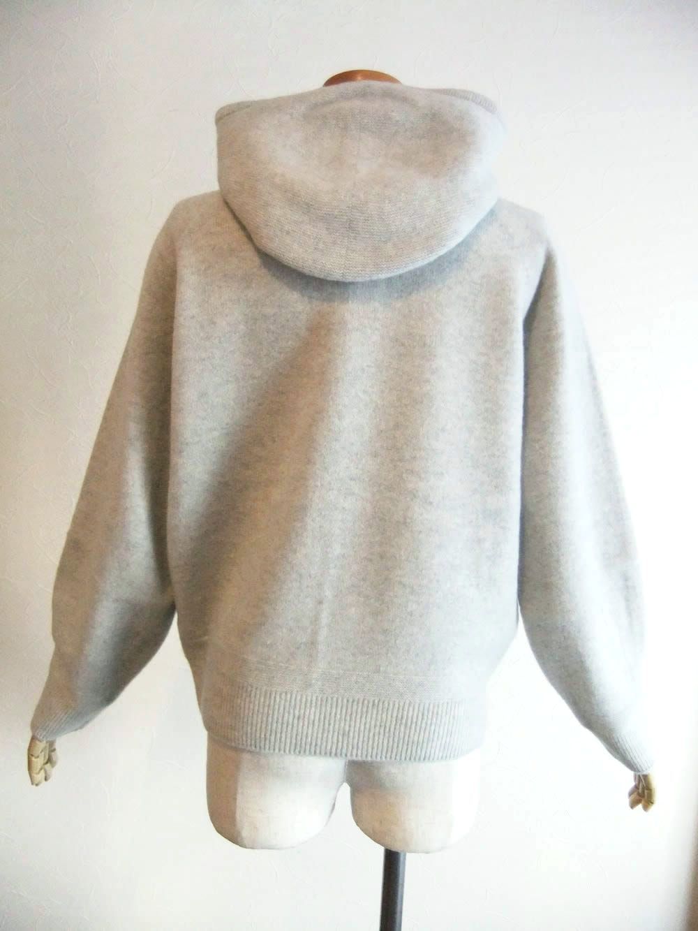 メリノウール ニット パーカー セーター  (ライトグレー)  A147101M