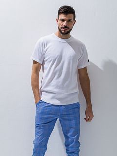 SILK HALF KNT   RC28-K-001 (ホワイト)   半袖クルーネック ニット