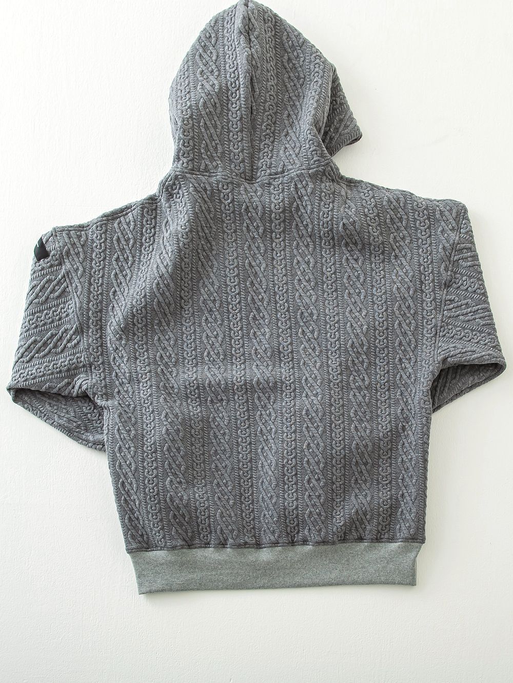 ROPE zip loose hoodie  (グレー)  縄編みキルティングジップアップパーカー