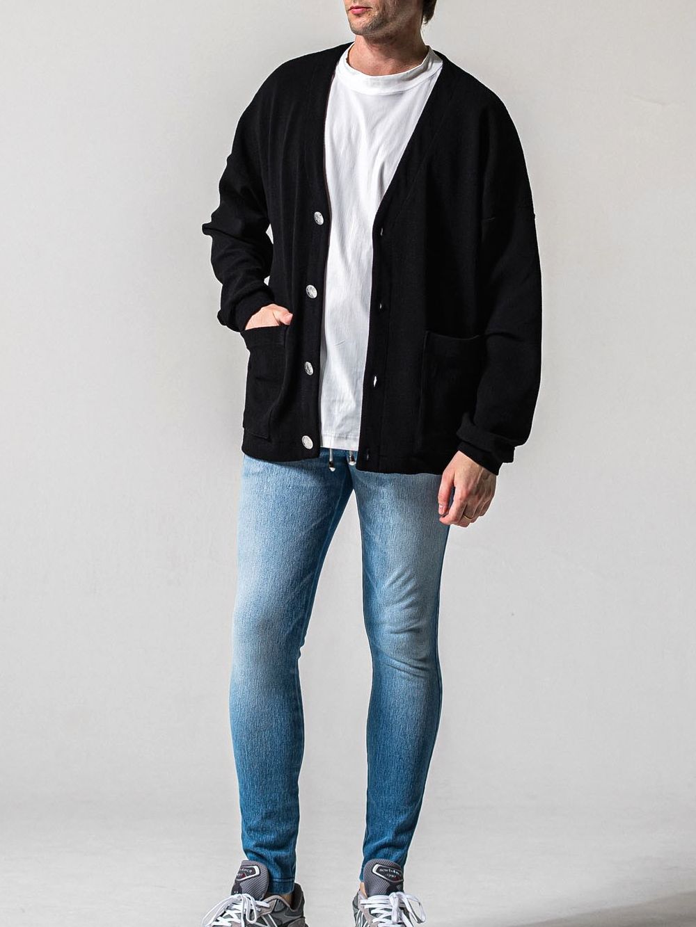 BLISTER KNIT C/D (ブラック)   ブリスターニットカーディガン