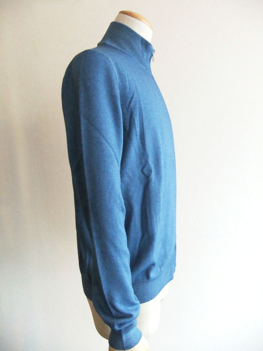 ダブル ZIP スタンドカラー ウール ニット ブルゾン