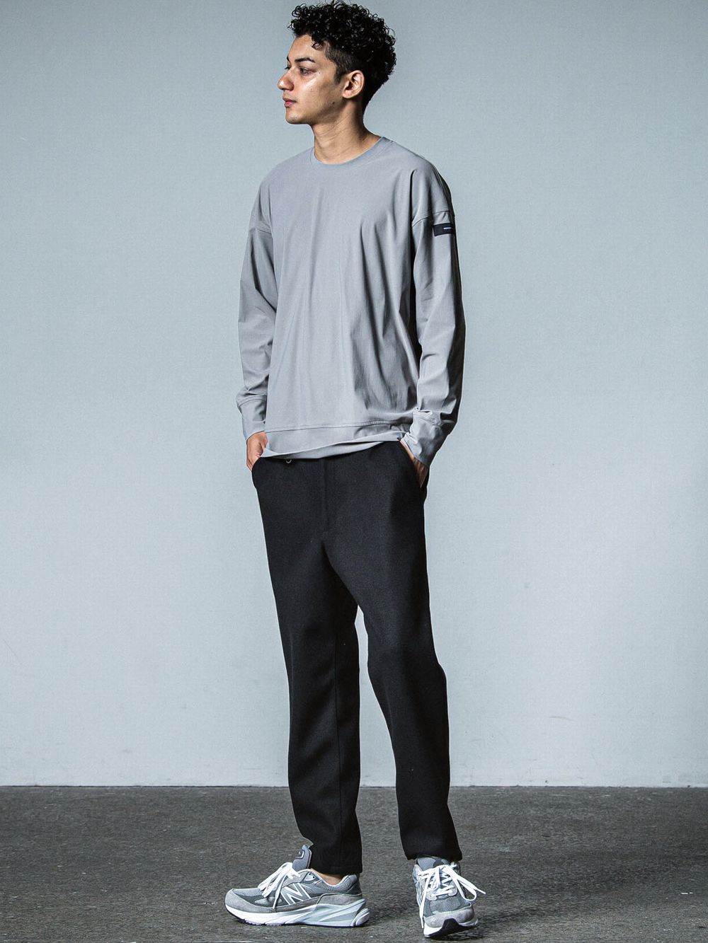 NYLON LONG SLEEVE     ナイロン ロングスリーブ Tシャツ (グレー)   RC33-C-001