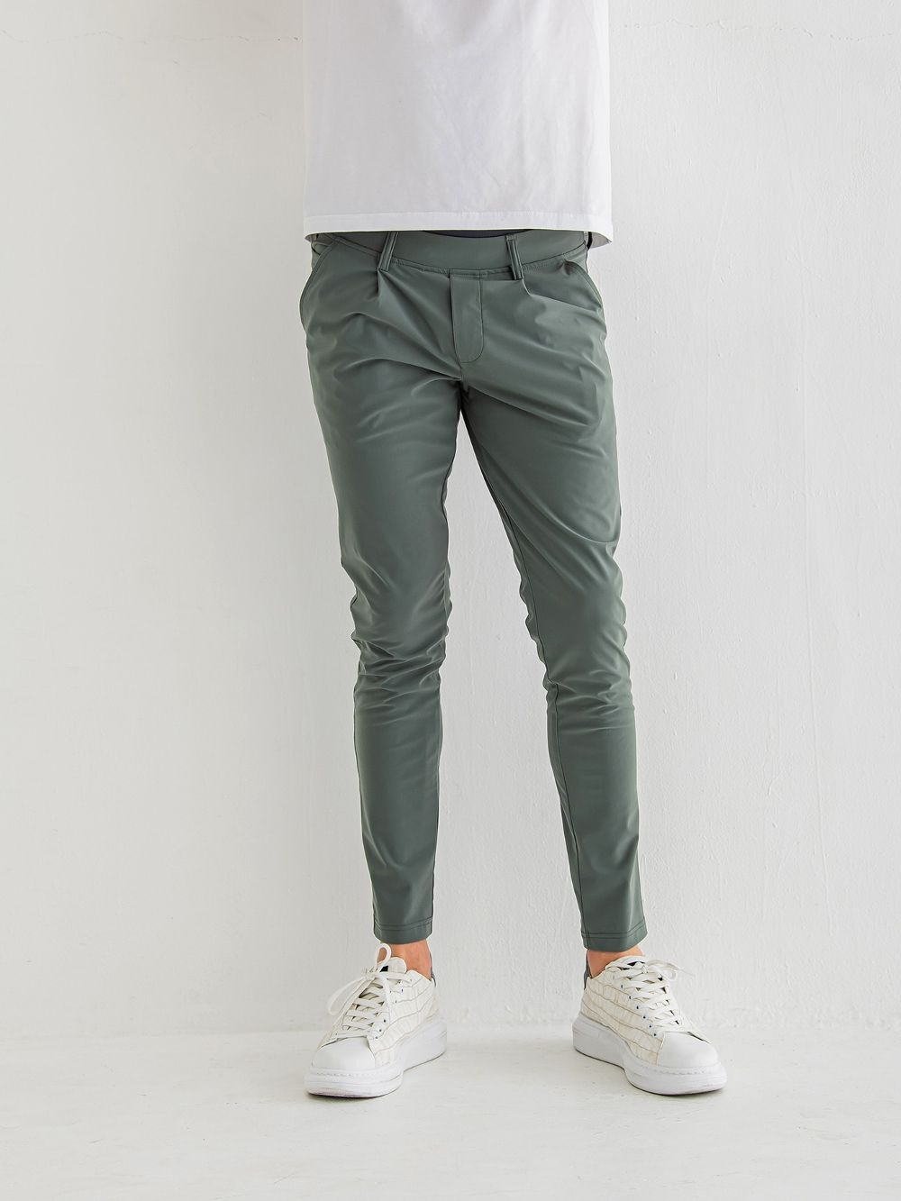 CHRIS EASY TUCK PANTS スラックス イージー タックパンツ (カーキ)