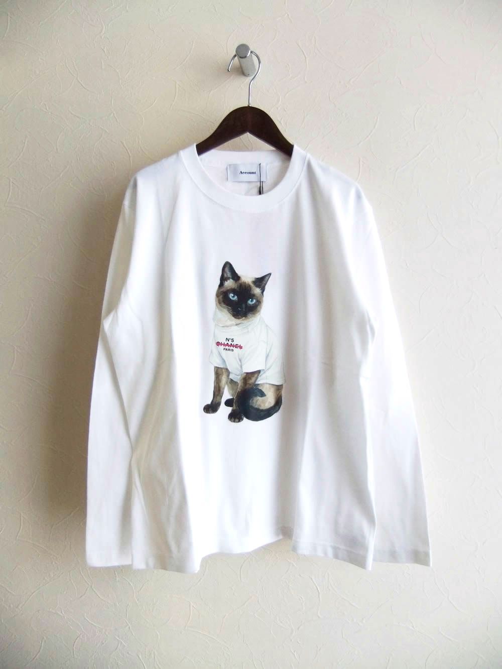 【MICALLE MICALLE Account】 HOMMAGE SIAMESE CAT NO5 LONG SLEEVE TEE  ロゴ T-SHIRT   MAF108TEC