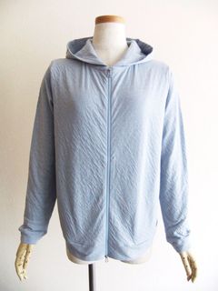 【Klassiek】 コットン 細ボーダー ZIP パーカー (ブルー系)  K138308M