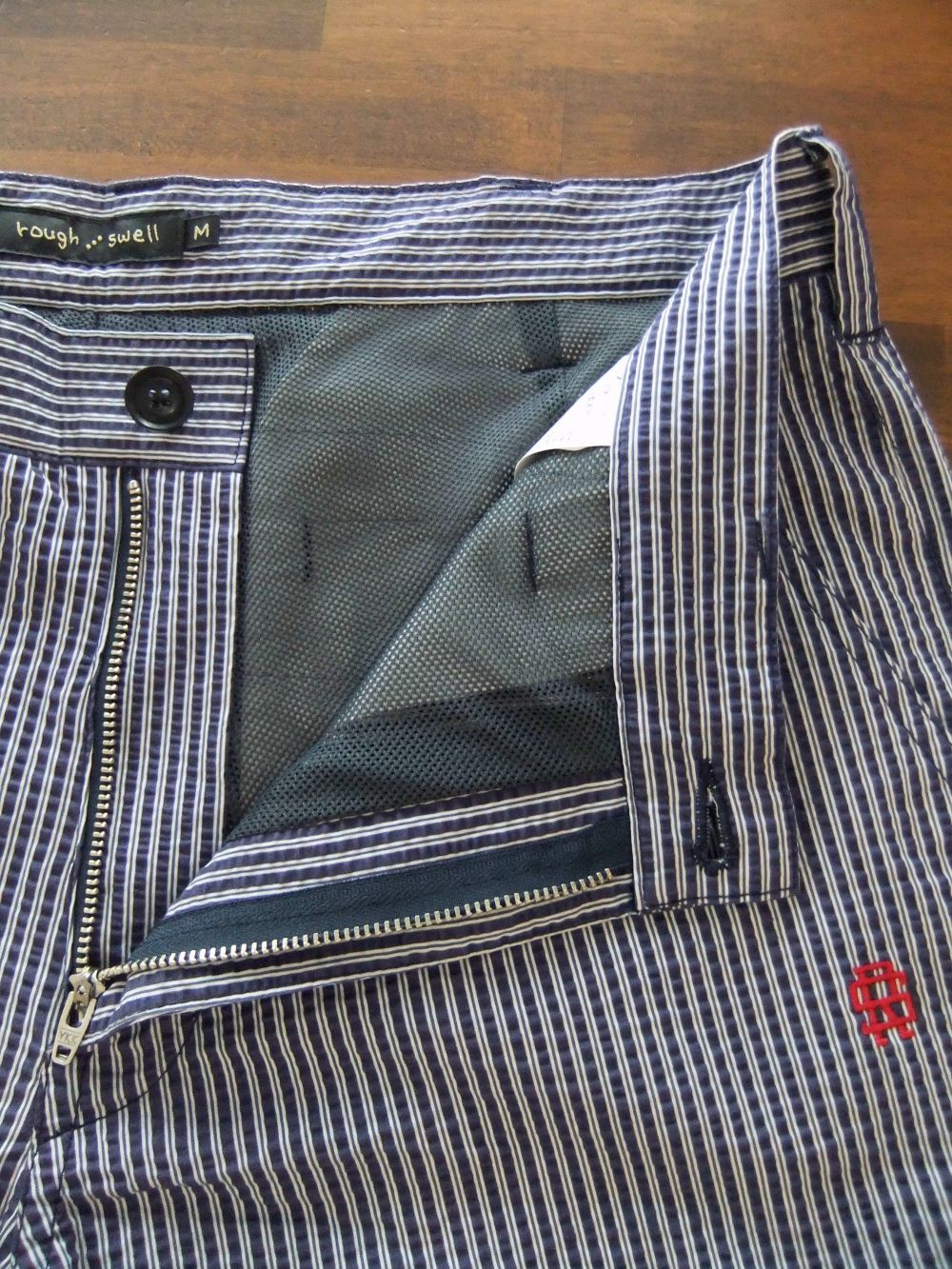 NEVADA SHORTS (ネイビー)  コットン ストライプ柄 ストレッチ ハーフパンツ   RSM-22078