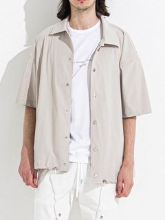 NYLON HALF COACH JACKET  ハーフスリーブ コーチジャケット （グレージュ）