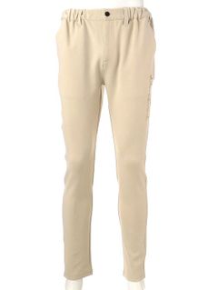 MENS 3D LOGO SLIM PANTS  (ベージュ) ロゴ ストレッチジャージパンツ
