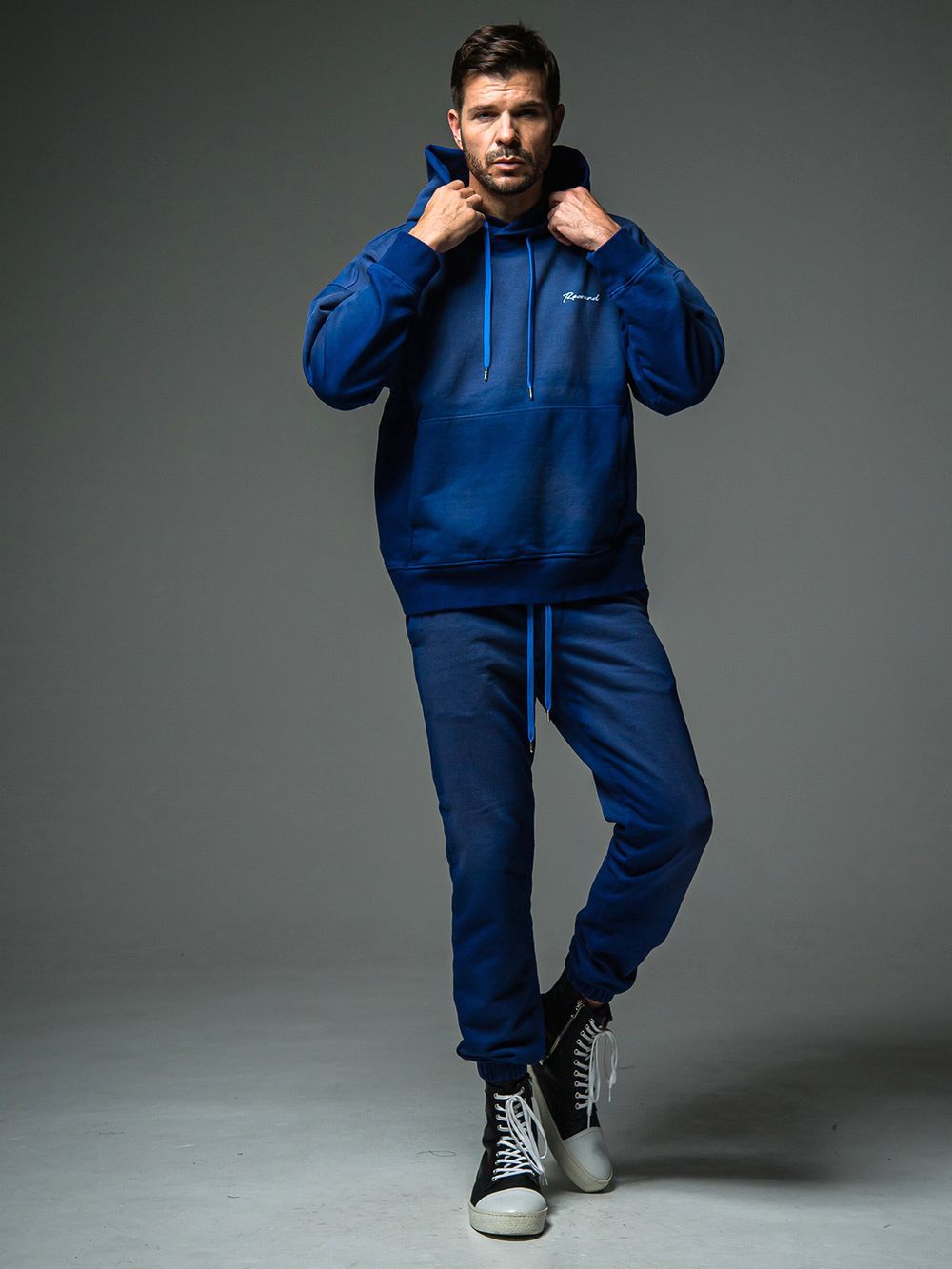 VINTAGE loose hoodie  (ブルー)  度詰め裏毛ヴィンテージルーズパーカー
