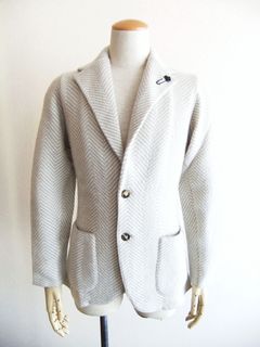 HERRINGBONE ALPACA KNIT 2B JACKET  ヘリンボーン柄 アルパカ混 ウールニットジャケット