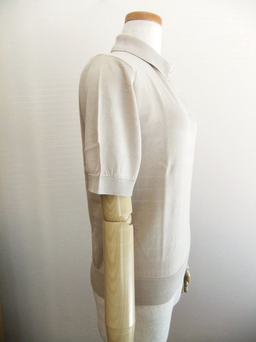 《LADIES》 JILL  30G コットン 半袖 ニットポロシャツ (ベージュ) 【COMMON FIT】