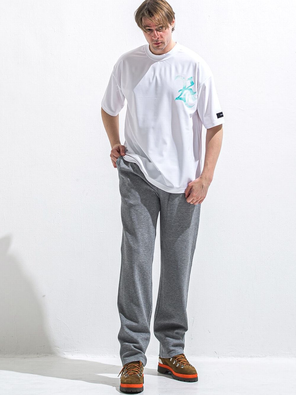 SEMI WIDE TUCK PANTS   ワイド イージーパンツ （グレー）