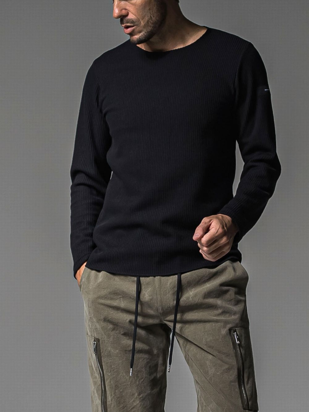 CUTOFF RAIL LONGSLEAVE  (ブラック)   カットオフロングスリーブ