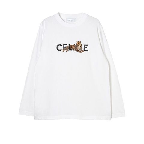 【MICALLE MICALLE Account】 HOMMAGE LEOPARD LOGO CFLINE LONG SLEEVE TEE  ロゴ T-SHIRT   MAF106TEC
