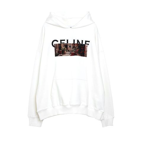 【MICALLE MICALLE Account】 HOMMAGE  CE PAINT HOODIE (ホワイト)   ロゴ フーディ  MAG101TDC