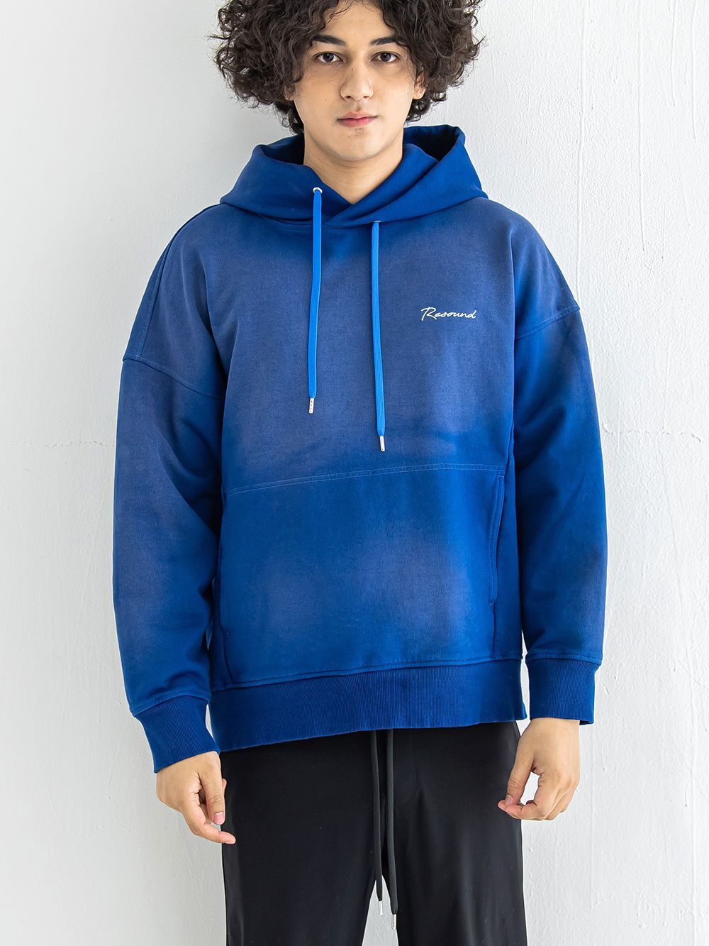 RESOUND CLOTHING - VINTAGE loose hoodie (ブルー) 度詰め裏毛