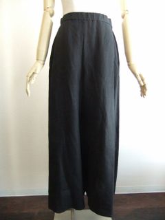 【Arumlily】 リネン ワイド マキシ丈 パンツ  (ブラック)  RP-70344