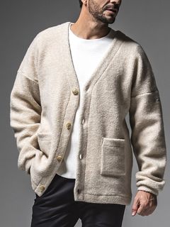 ANGOLA BOA PILE CARDIGAN  (ベージュ)  アンゴラ ボアパイル カーディガン