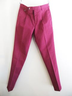 PT TORINO  コットン ストレッチ 1プリーツ パンツ  (ボルドー)  GENTLEMAN FIT