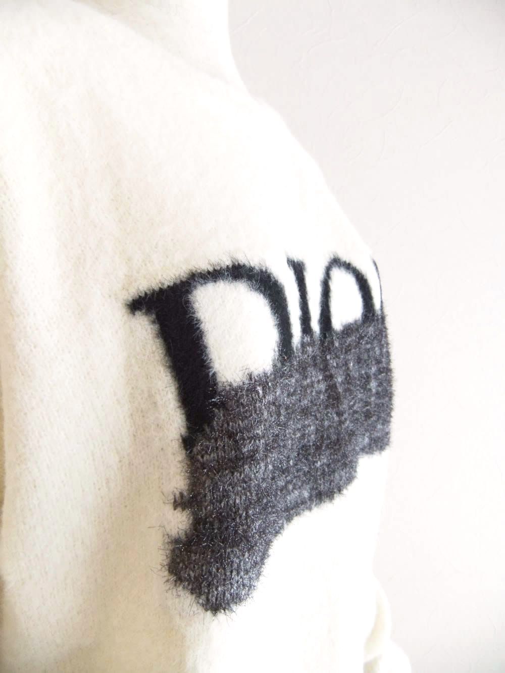 【MICALLE MICALLE Account】 HOMMAGE  DR SHAGGY KNIT (ホワイト)   ロゴ ニット  MAG111NDC