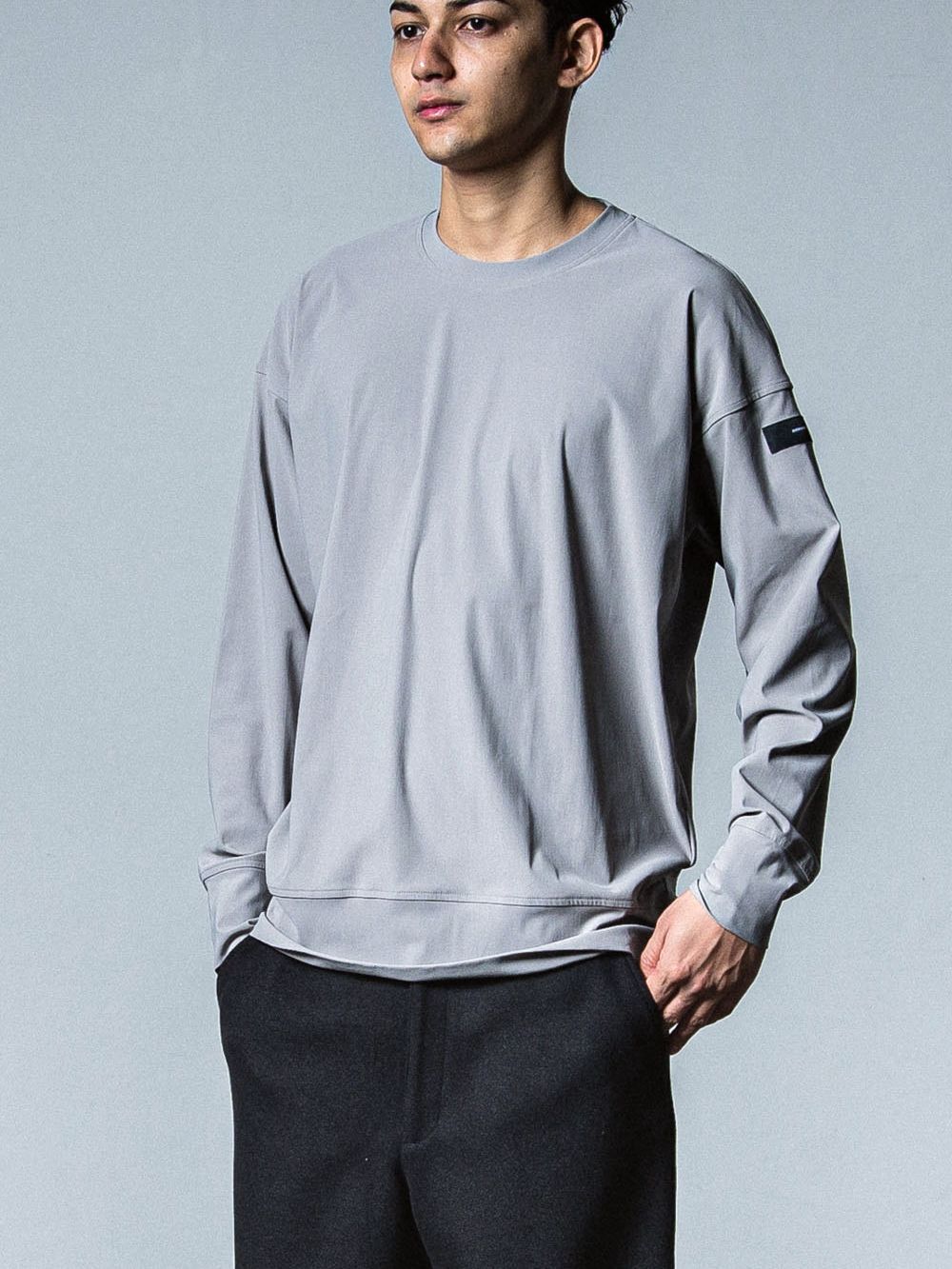 NYLON LONG SLEEVE     ナイロン ロングスリーブ Tシャツ (グレー)   RC33-C-001