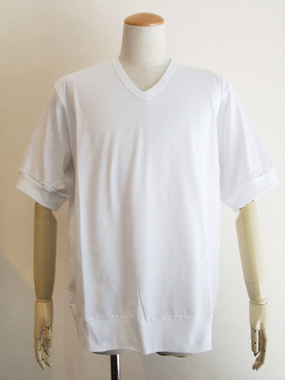 V-ネック 半袖Tシャツ  INZOLIA  (ホワイト)