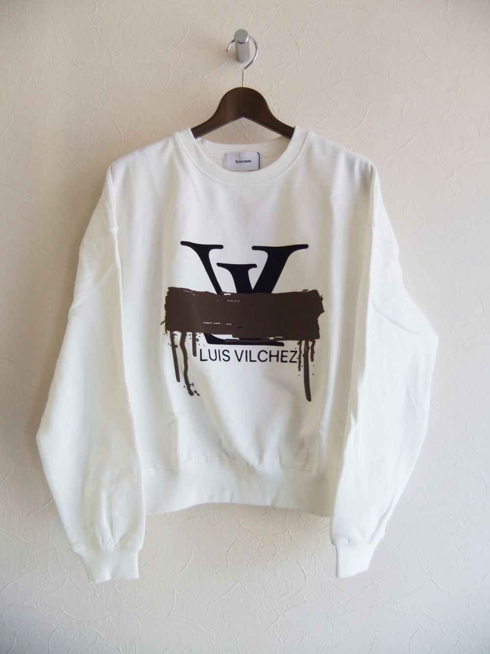 【MICALLE MICALLE Account】 HOMMAGE  DORO LZ SWEATSHRIT (ホワイト)   ロゴ Tトレーナー  MAG103TDC