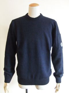 FLEECE KNIT SWEATER   (ネイビー) ウール クルーネック セーター