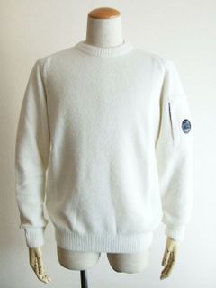 FLEECE KNIT JUMPER  (ホワイト) ウール クルーネック セーター