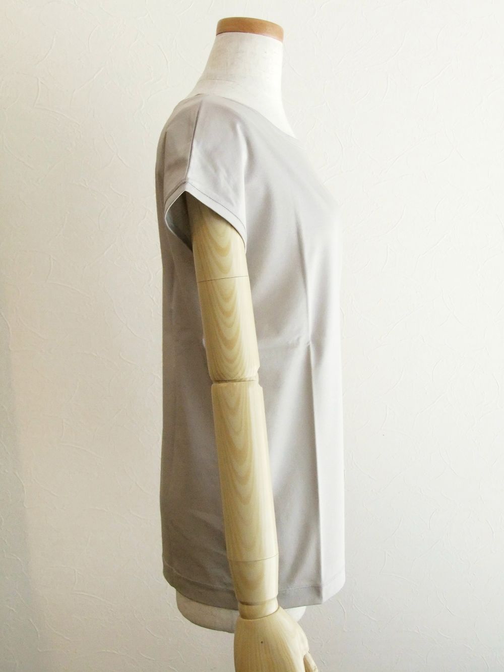 フレンチスリーブ コットン Tシャツ  (グレージュ)