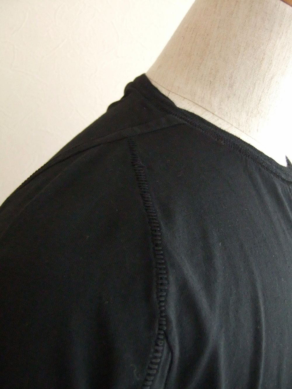 コットン/リネン （ブラック） クルーネックTシャツ
