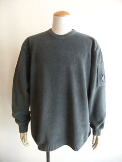 COTTON CHENILLE WAFFLE KNIT (グレー)  ワッフル クルーネックニット