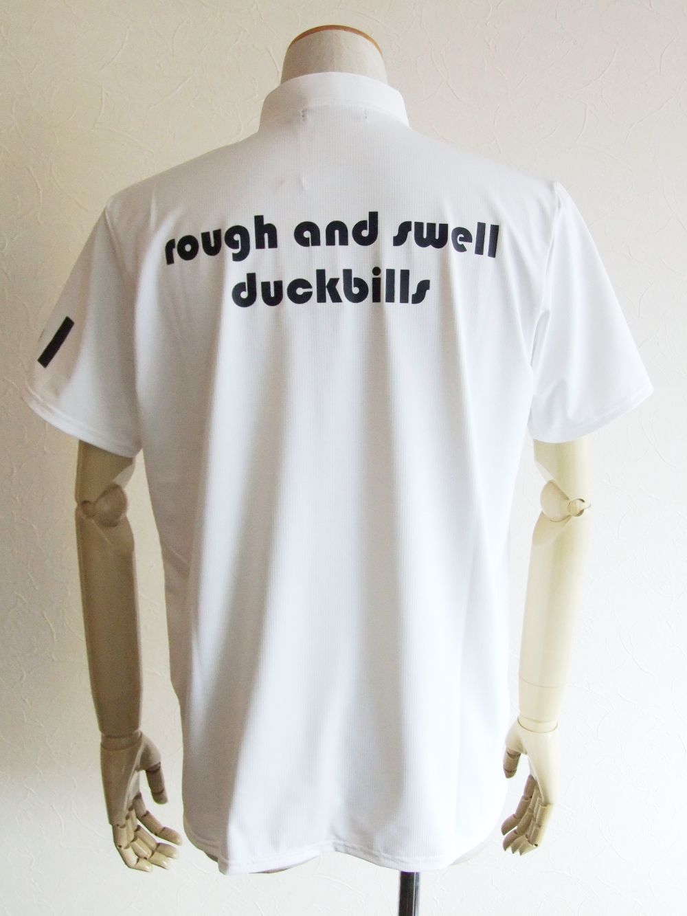 BAUHAUS ROUGH-NECK  (ホワイト)  ロゴ半袖ラフネックポロ   RSM-22047