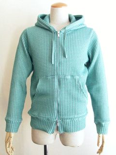 BIG WAFFLE hoodie   コットンワッフル ダブルジップパーカー (ミント)