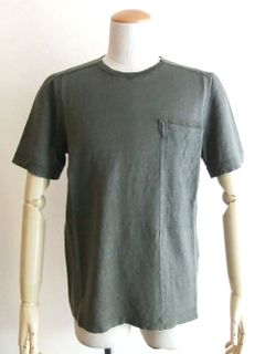 コットン / リネン  クルーネック  H / Tシャツ   ( カーキ )