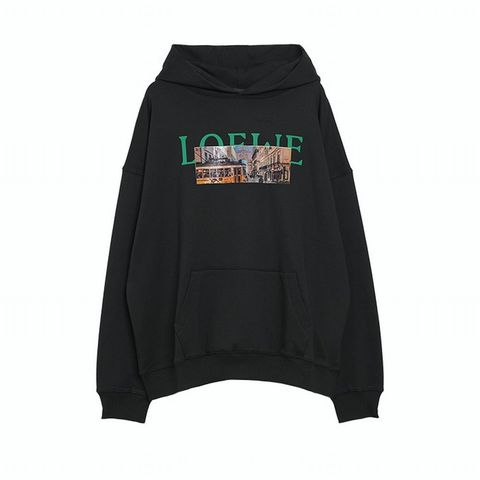 【MICALLE MICALLE Account】 HOMMAGE  LW PAINT HOODIE (ブラック)   ロゴ フーディ  MAG100TDC