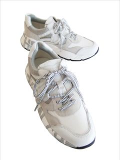 〈LADIES〉 CLUB100  VITELLO/NYLON/CORDURA LAM  ナイロン×レザー ローカットスニーカー (ホワイト)   0N01