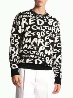 D2 POP 80'S KNIT CREWNECK PULLOVER   ロゴ クルーネックセーター  S74HA1418