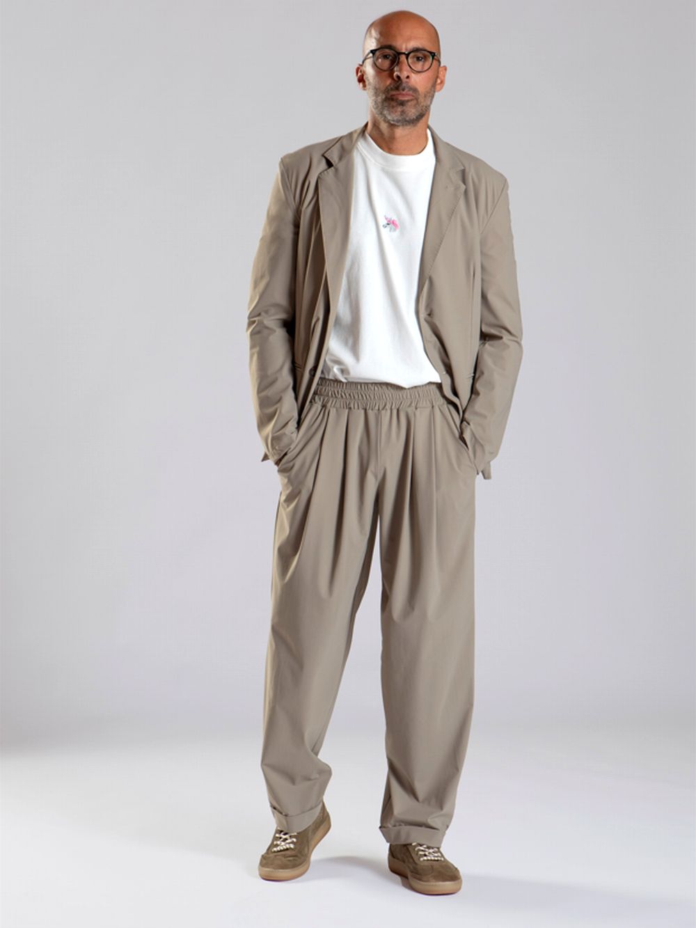 PANTS OVER PINCES COLD  (ベージュ) ナイロン ストレッチ パンツ