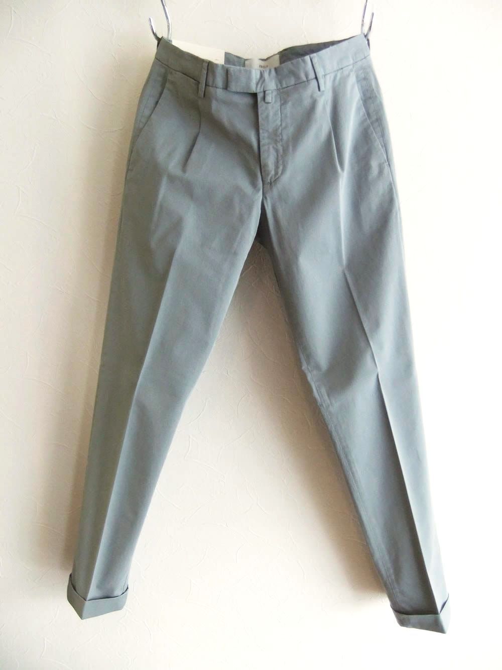 BRIGLIA 1949 BG07  (グレー)  コットンストレッチ ワンプリーツ テーパードパンツ