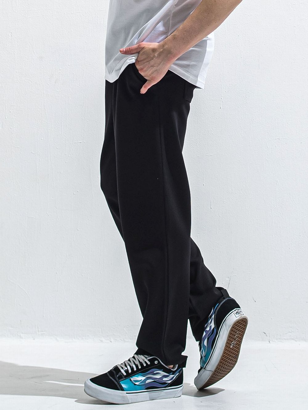 SEMI WIDE TUCK PANTS   ワイド イージーパンツ （ブラック）