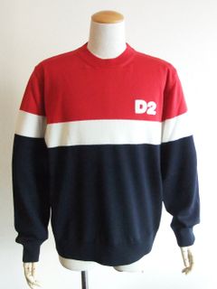 D2 THREE COLORS ROUND NECK PULLOVER  ウール ロゴ クルーネックセーター  S71HA1175
