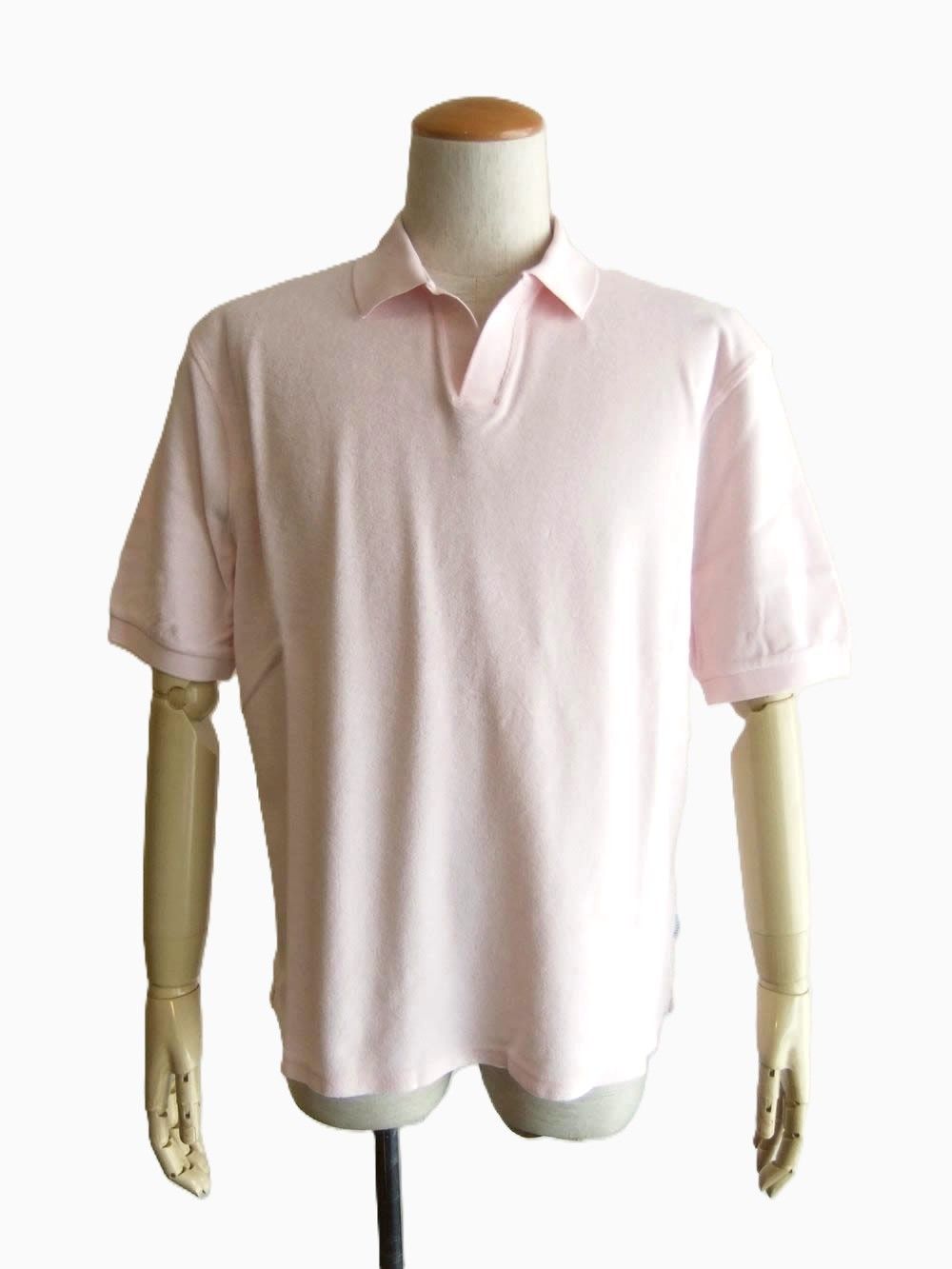 TERRY JOHNNY    パイル S/S スキッパー ポロ  (ライトピンク)