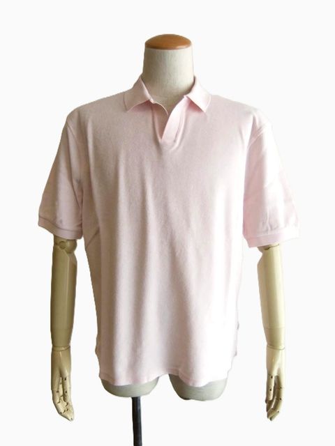 TERRY JOHNNY    パイル S/S スキッパー ポロ  (ライトピンク)