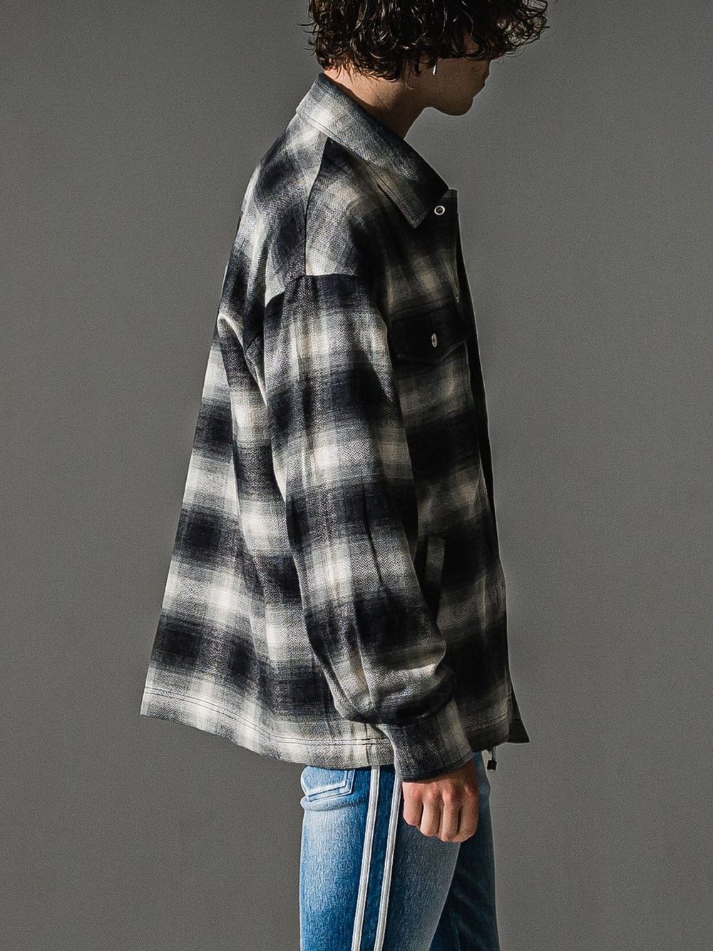 FLANNEL CHECK JK   オンブレチェック ヘリンボーン ネルジャケット （ブラック）