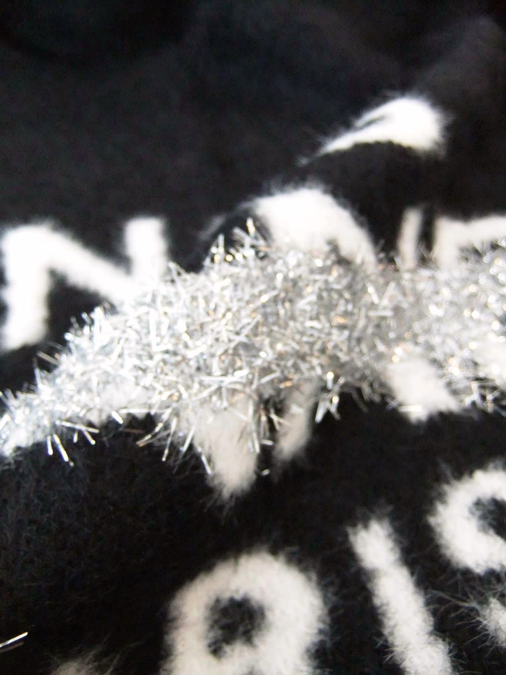 【MICALLE MICALLE Account】 HOMMAGE  No5 SHAGGY KNIT (ブラック)   ロゴ ニット  MAG110NDC