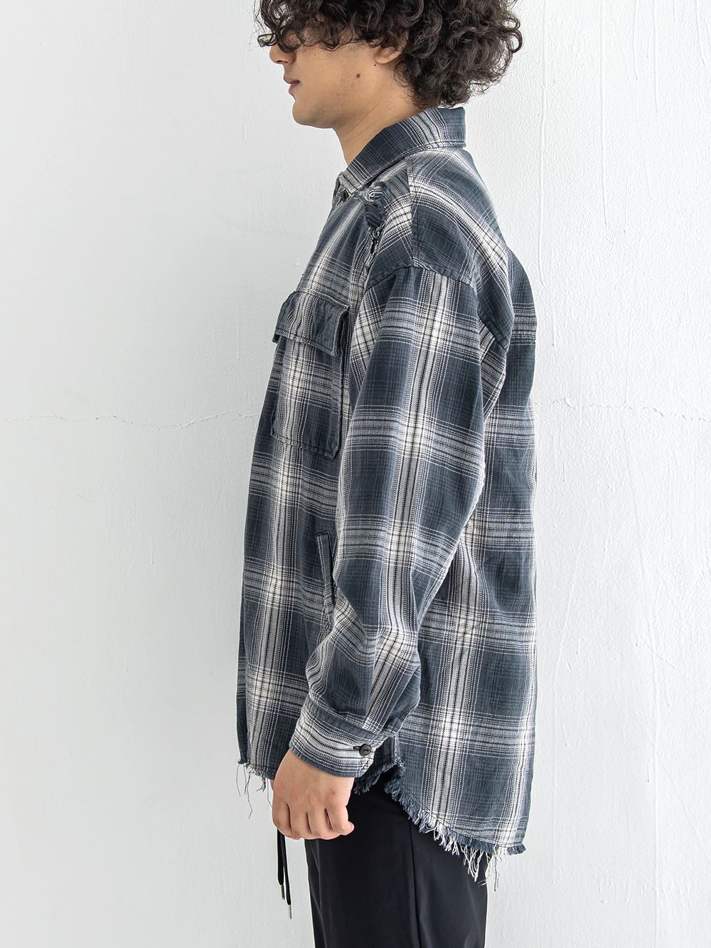 grunge check shirt   オ－バーサイズ チェックシャツ