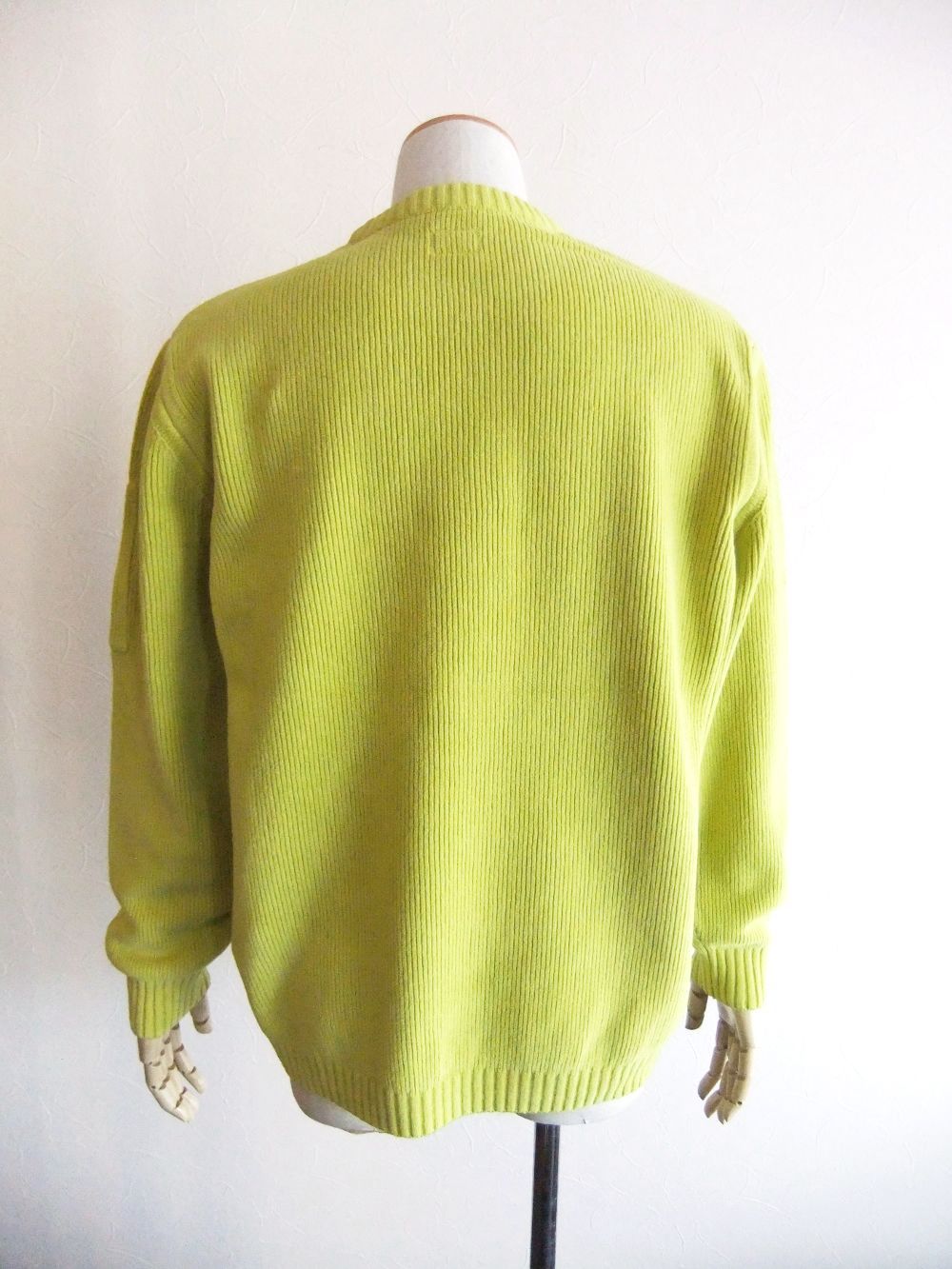 COTTON CHENILLE WAFFLE KNIT (イエロー)  ワッフル クルーネックニット