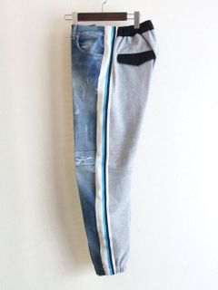 YARI   ナイロン × デニム × ジャージ 切替  ハイブリッドパンツ