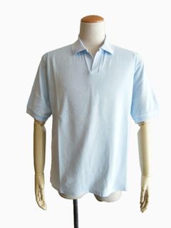 TERRY JOHNNY    パイル S/S スキッパー ポロ  (ライトブルー)
